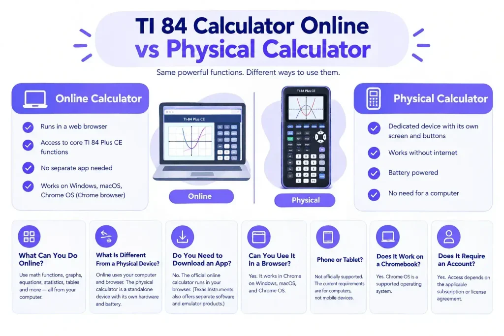 TI 84 Calculator Online vs Physical Calculator